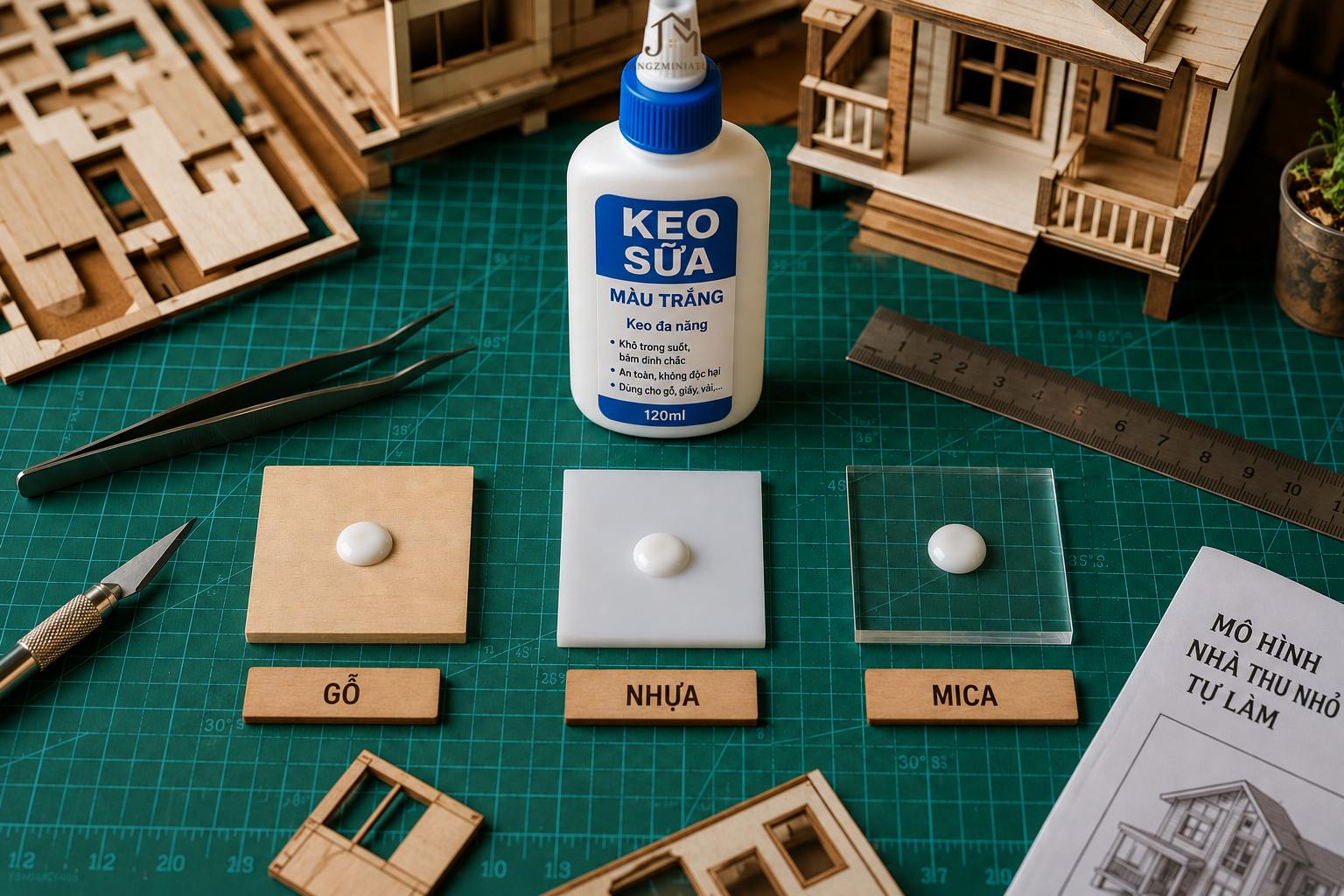 Keo sua dan go nhua mica tren cac vat lieu dung trong mo hinh DIY