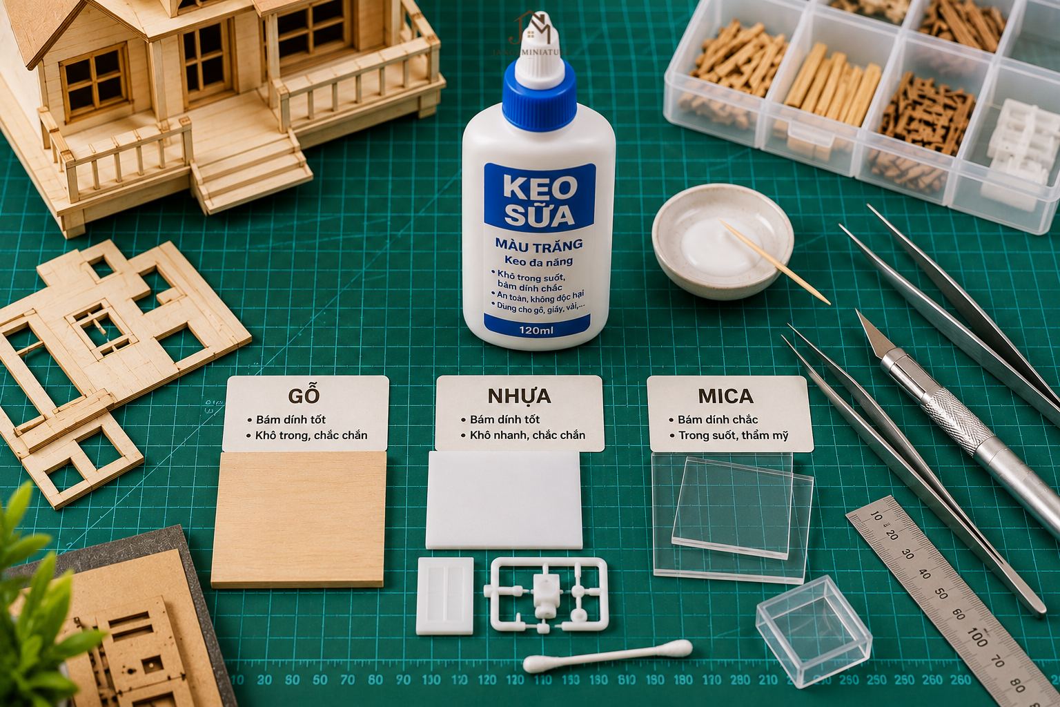 Keo sua dan go nhua mica tren cac vat lieu thuong dung trong mo hinh DIY